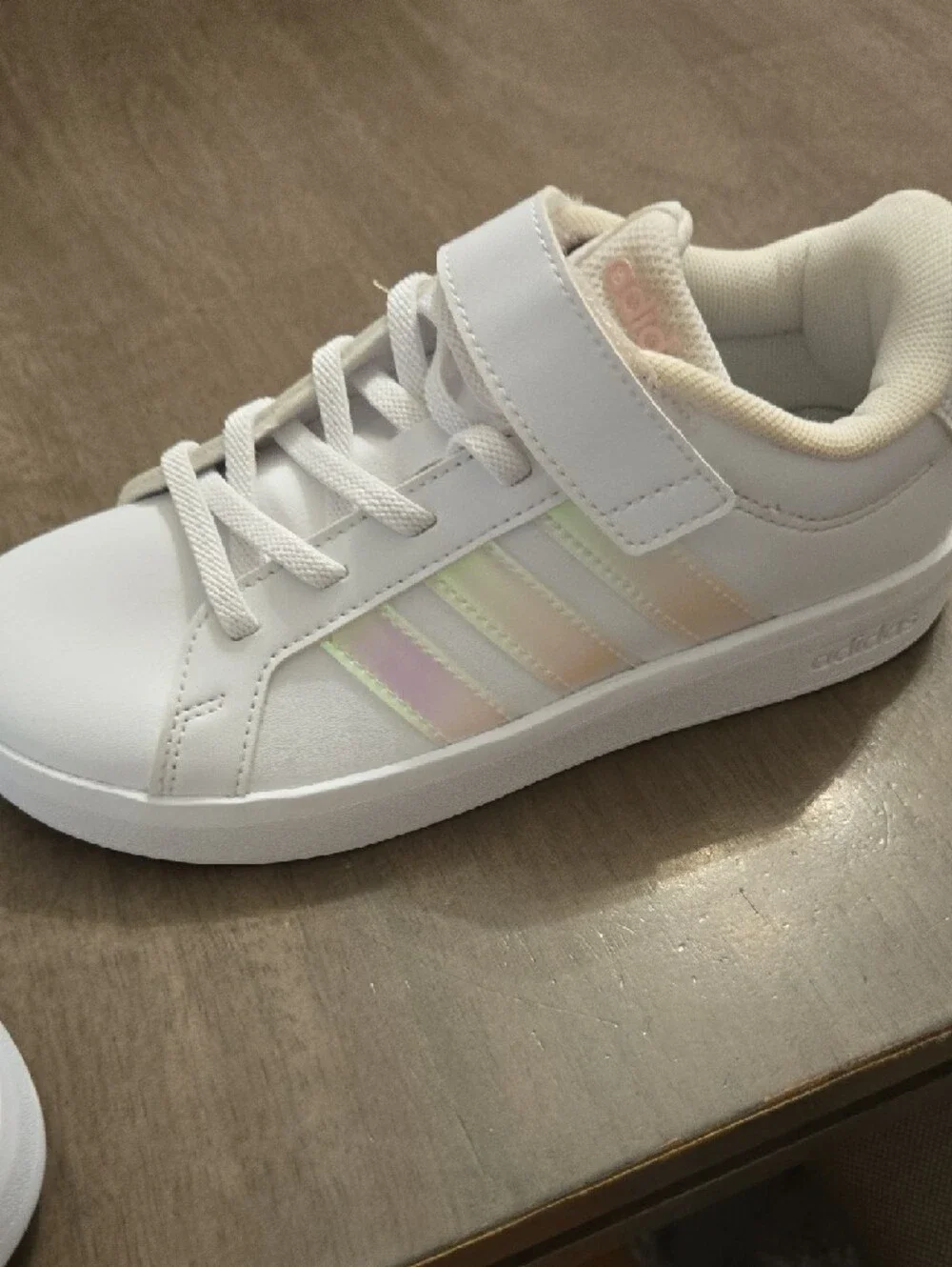 adidas Kids White Grand Court 3.0 EL Sneakers with Hook-and-Loop Strap